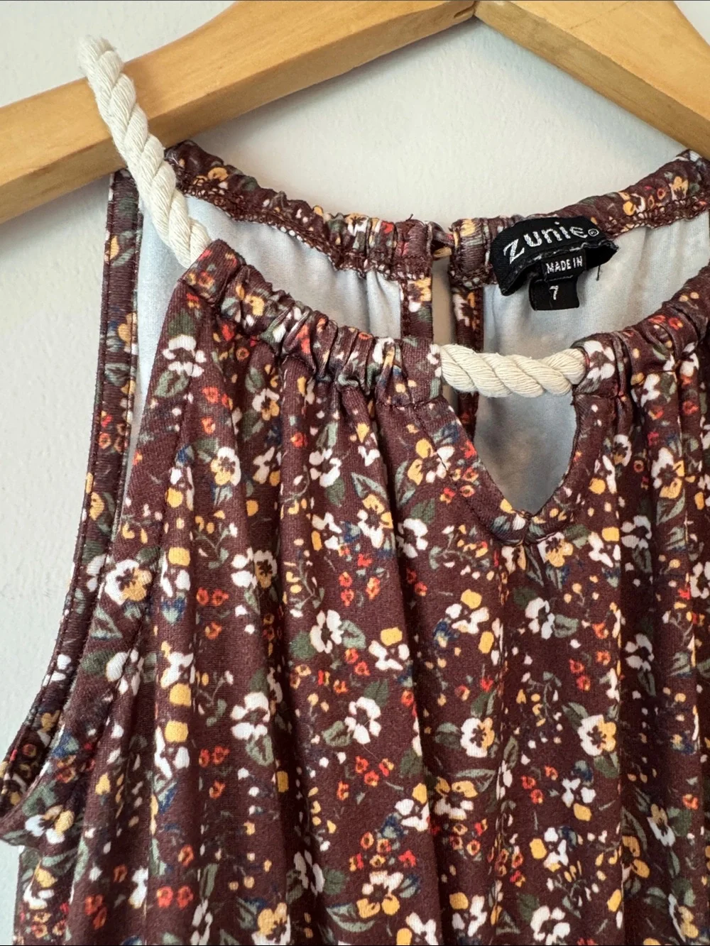 Zunie Brown Floral Halter Maxi Dress for Girls